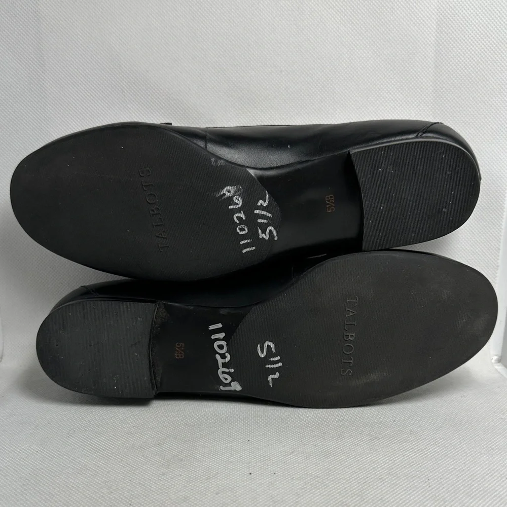Talbots Black Leather Penny Loafer Flats Size 5.5